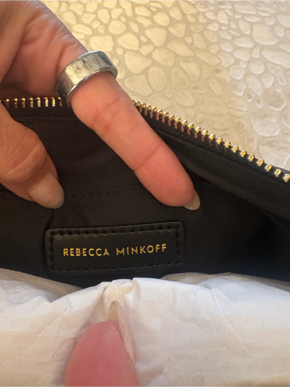 Rebecca Minkoff Black Leather Shoulder Bag with Gold Hardware - Picture 8 of 8